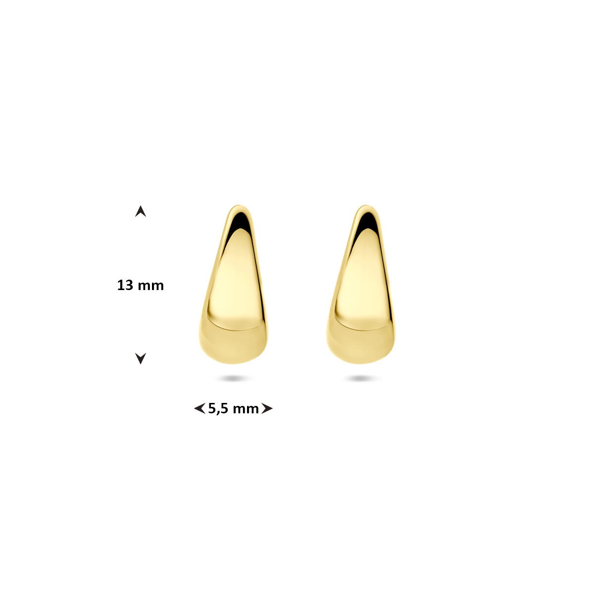 créoles en or jaune 14k pour femme – forme goutte 13 mm