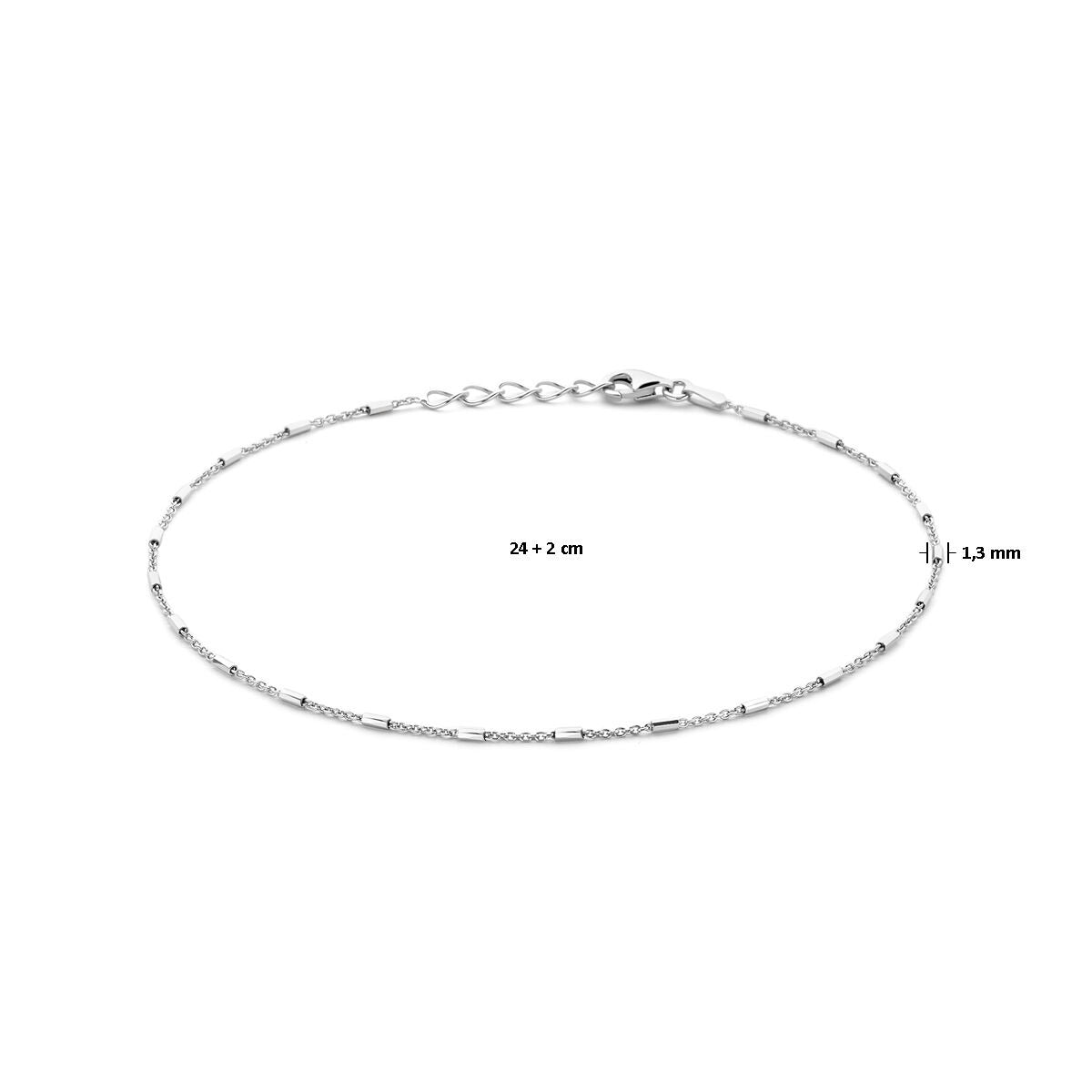 Bracelet de cheville en argent avec de fins tubes – rhodié argent 925, 24–26 cm
