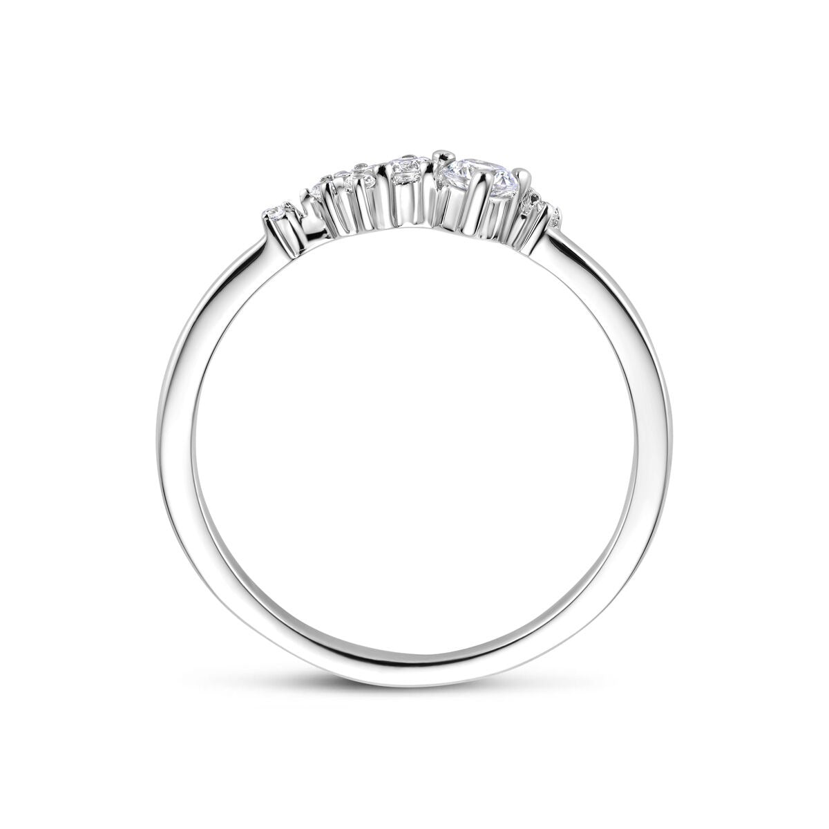 Bague en argent pour femme avec zircone en sertissage entourage – 5 mm de large