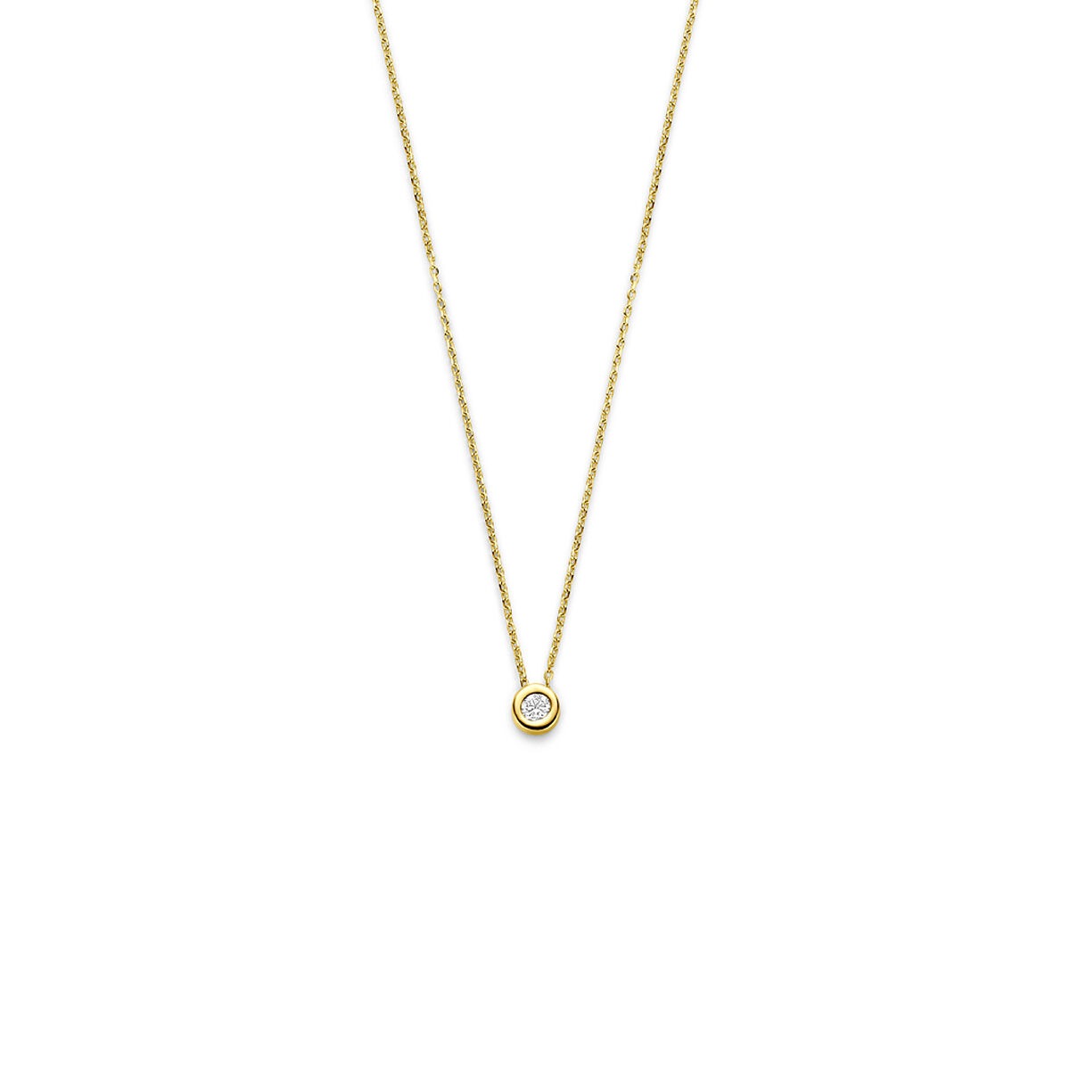 Collier en or 14 carats avec un pendentif en zirconium.
