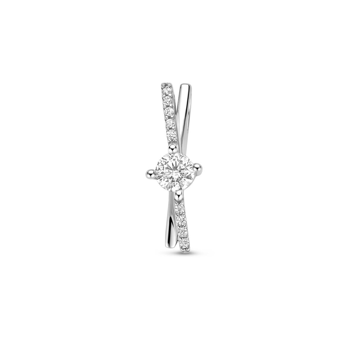 Pendentif en argent rhodié avec zirconium en sertissage entourage.