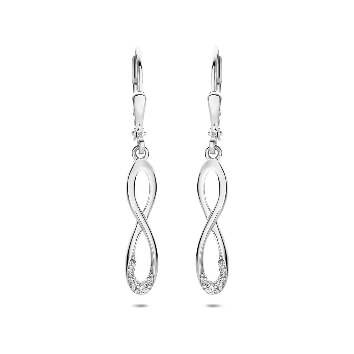 Gerhodineerd 925 zilveren oorhangers met zirkonia