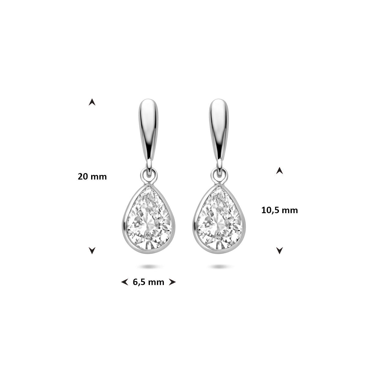 Boucles d'oreilles en argent en forme de goutte avec zircone 20 mm