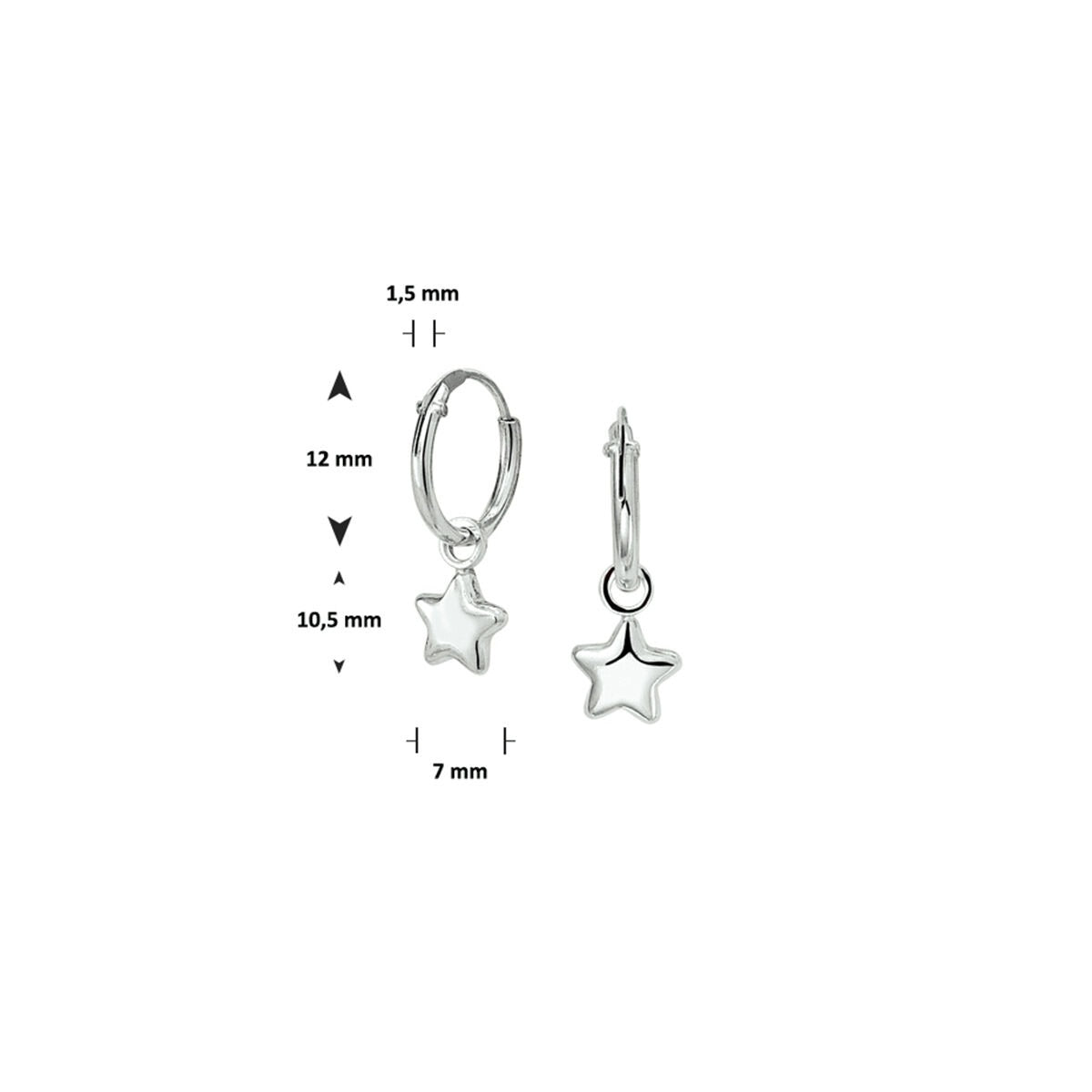 Créoles en argent rhodié étoile