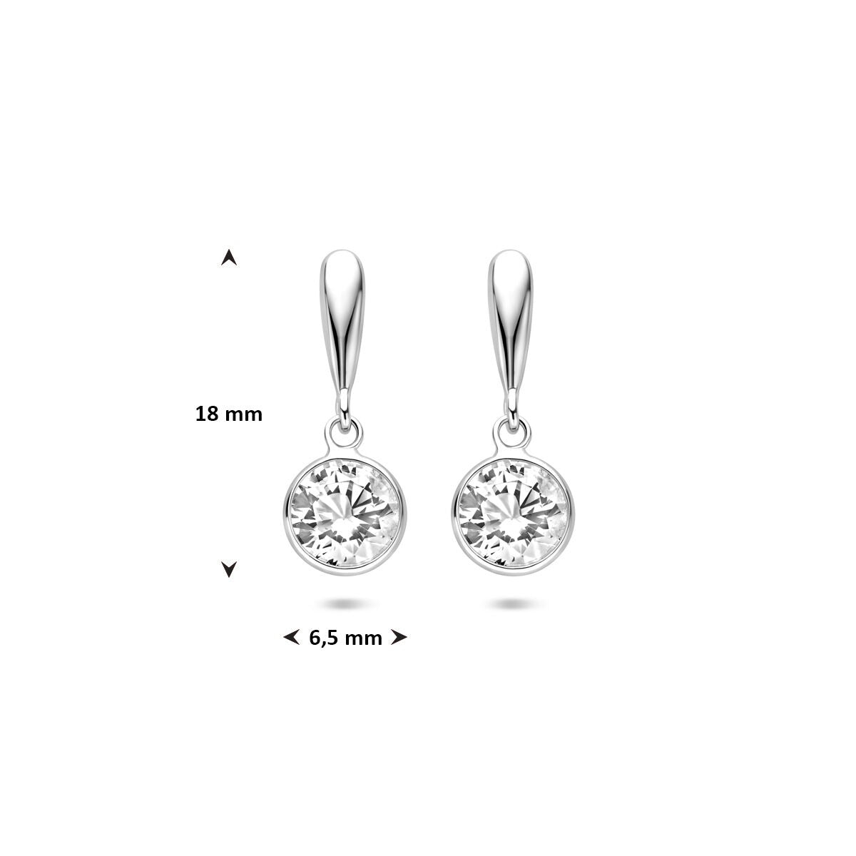 Boucles d'oreilles en argent rondes avec zircone 18 mm