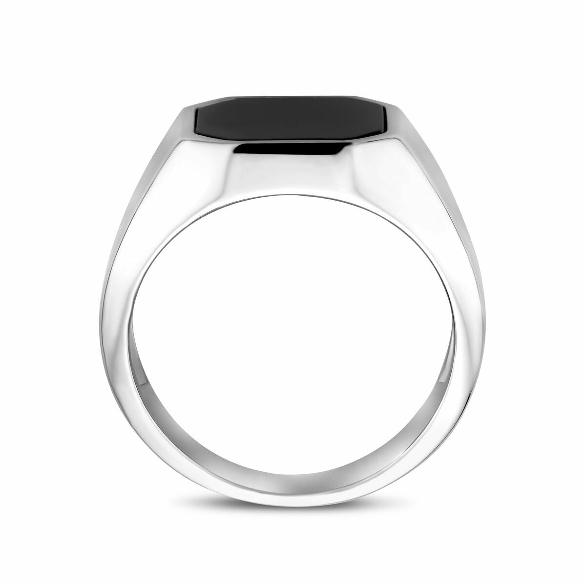 Bague en argent rhodié 925 avec onyx