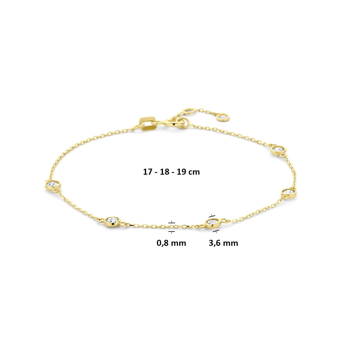 bracelet en or jaune 14k avec zircone
