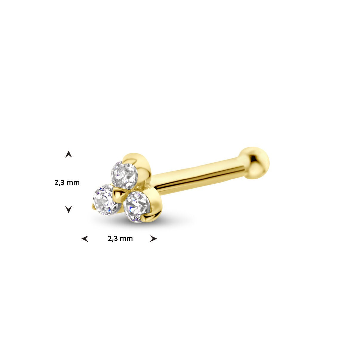 Nez en or jaune 14k avec zircone en sertissage entourage