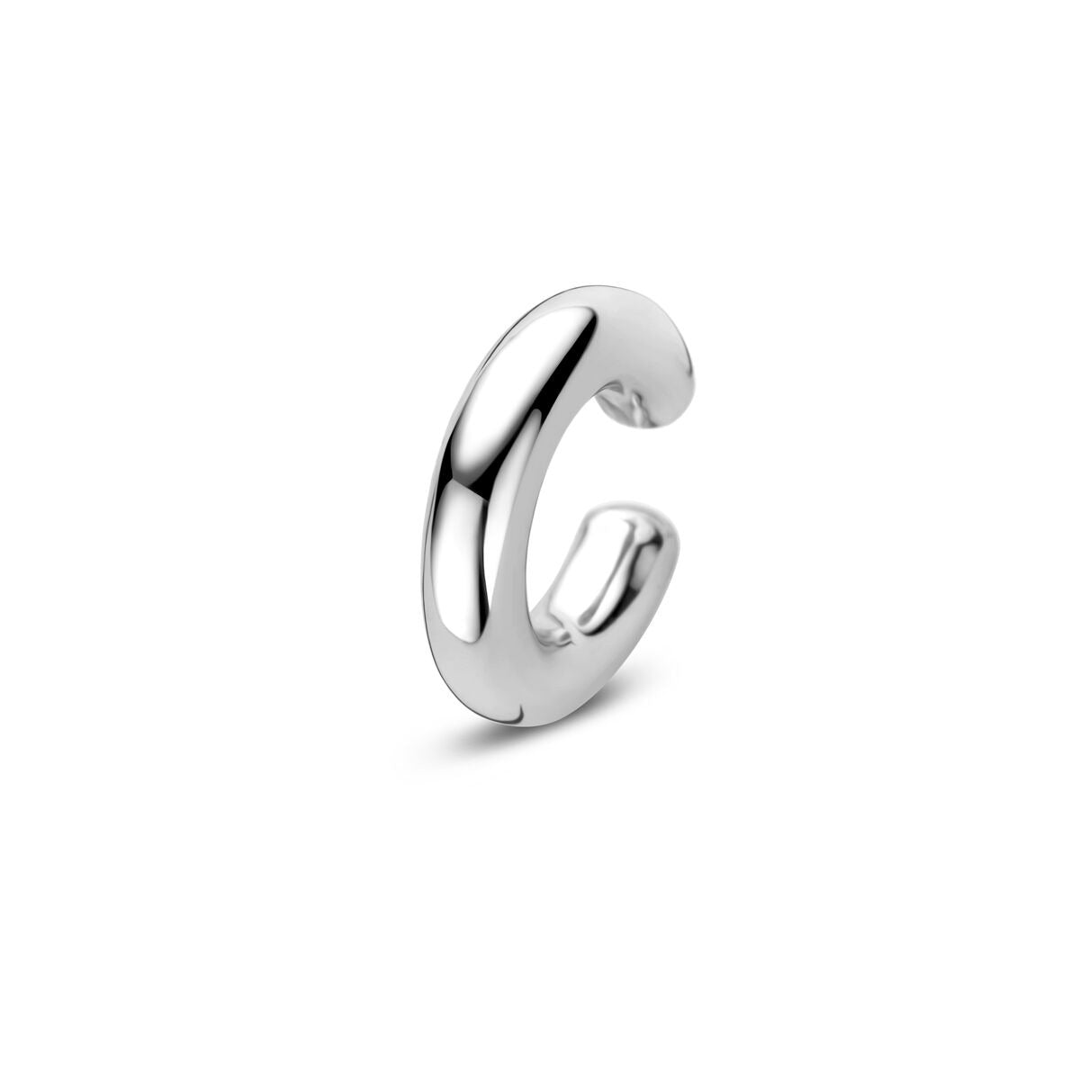 Boucle d'oreille en argent rhodié au design épuré et moderne.