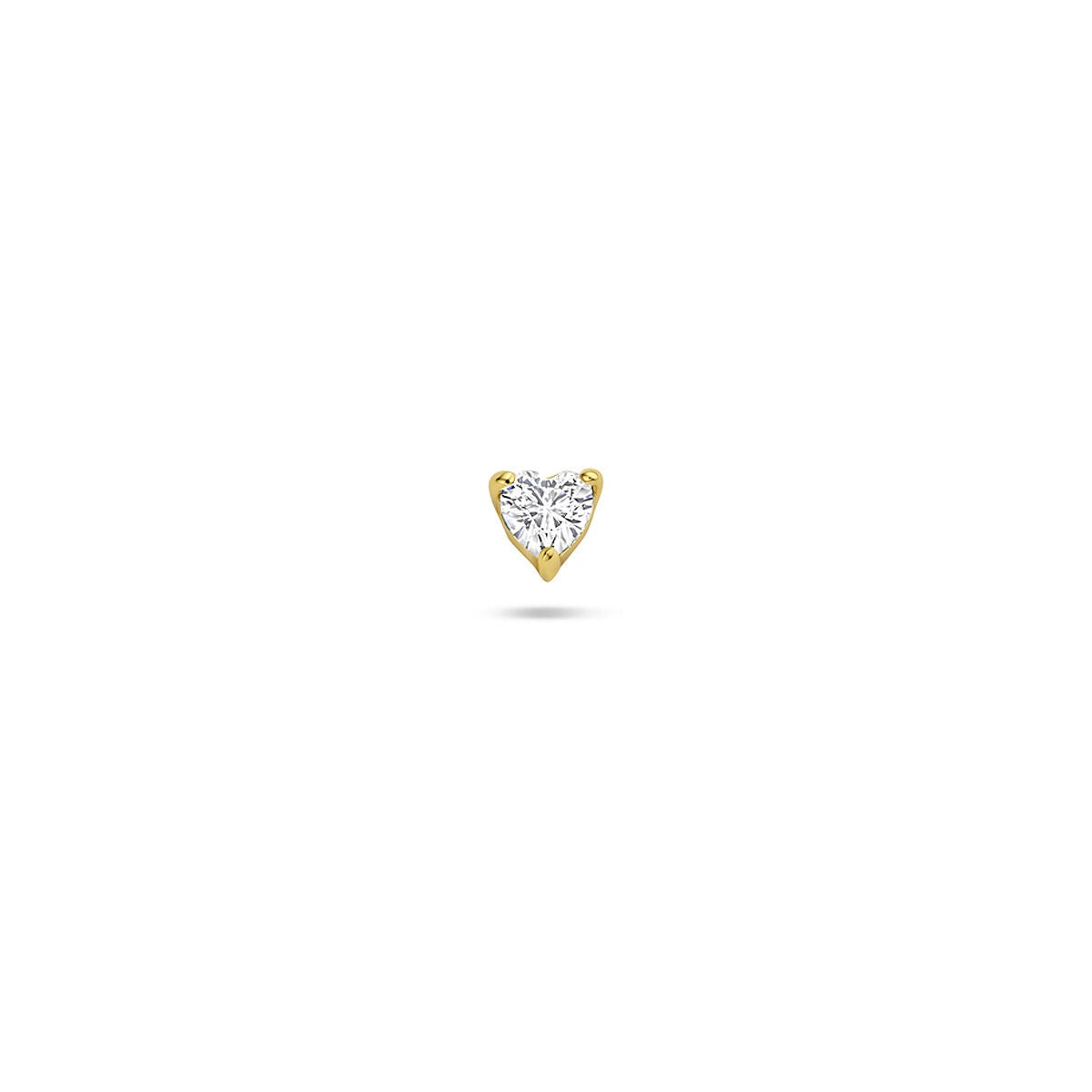 Piercing plat arrière en argent plaqué or en forme de cœur avec zircone – argent 925