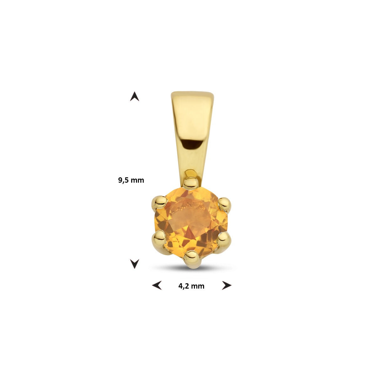pendentif en or jaune 14k avec citrine – bijou de naissance