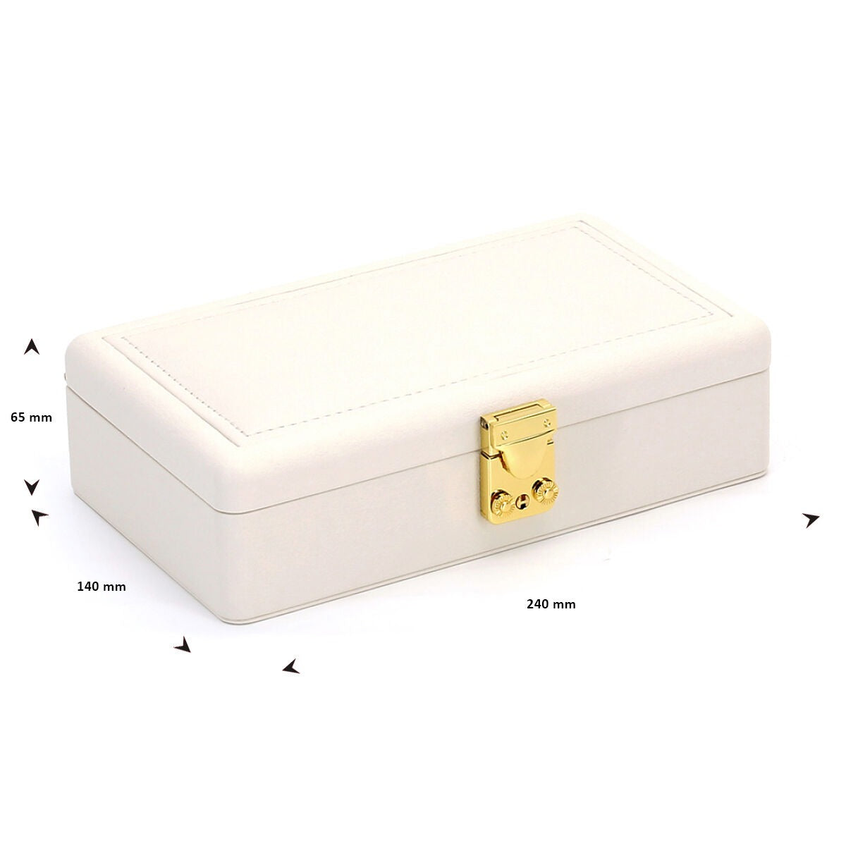 Boîte à bijoux de luxe beige avec accents jaunes – compacte et élégante