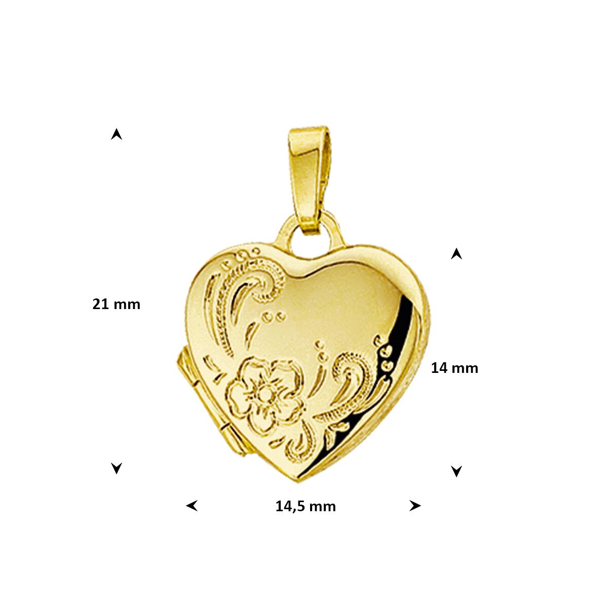 médaillon en or jaune en forme de cœur 14k
