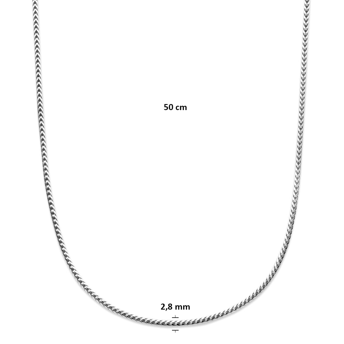 Collier pour homme en argent – Collier en maille vossestaart rhodié 2,8 mm