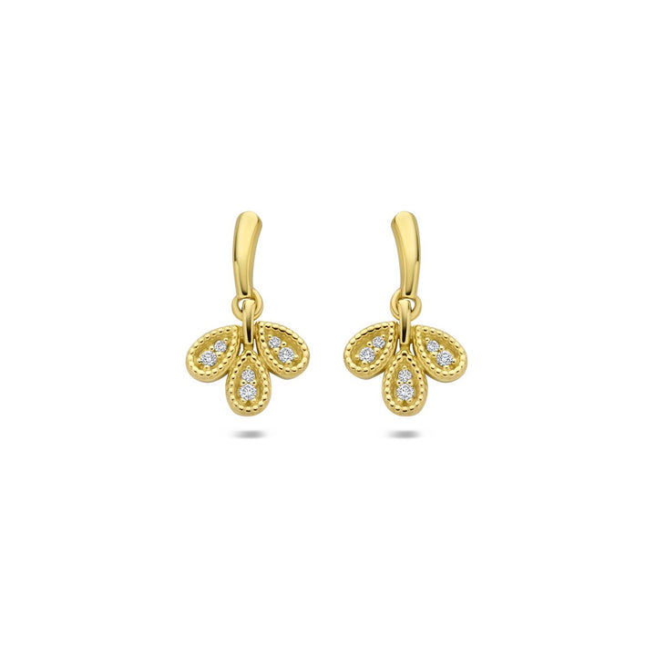 Gouden oorhangers met diamant – 14k geelgoud