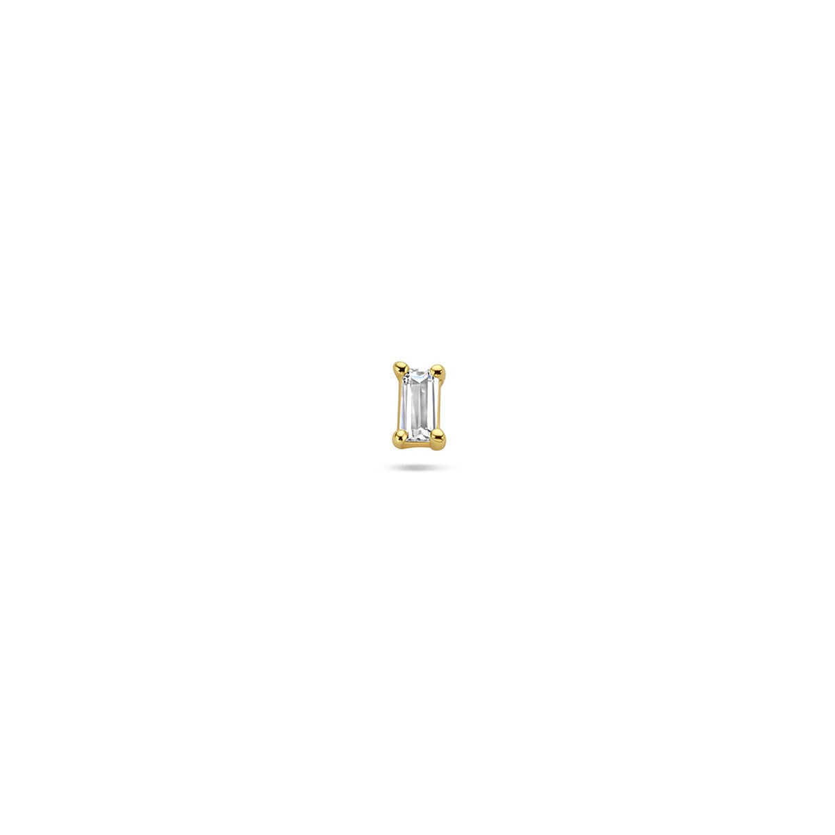 Piercing en argent 925 plaqué or avec zirconia baguette.