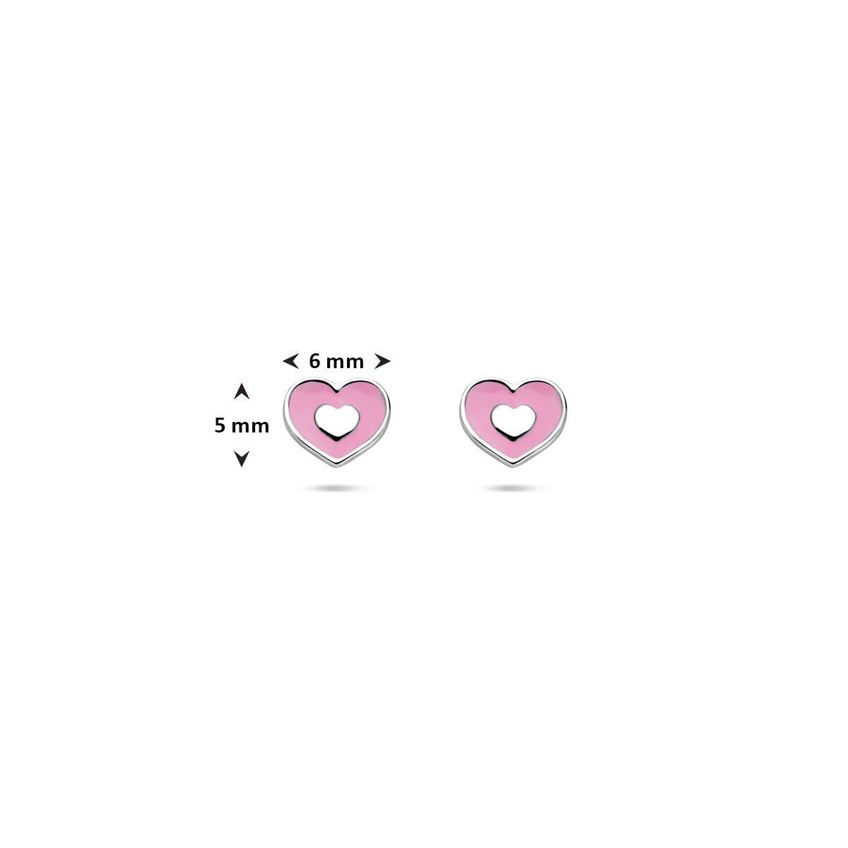 Puces d'oreilles pour enfant en argent 925 rhodié cœur émaillé