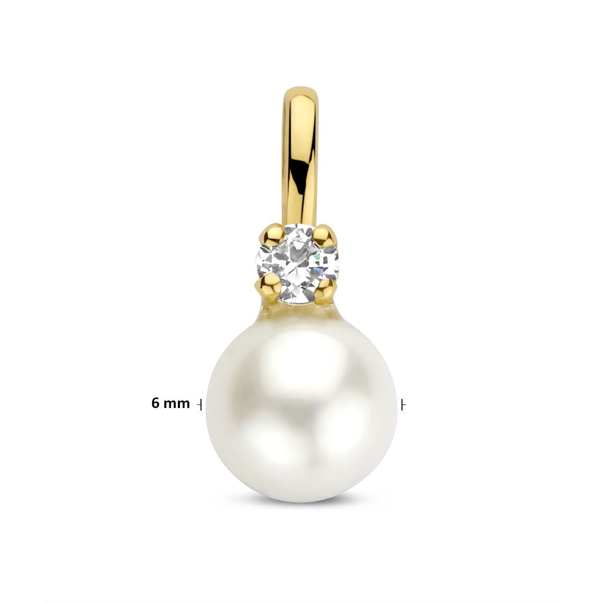 Pendentif en or jaune avec perle et zircone – 14k