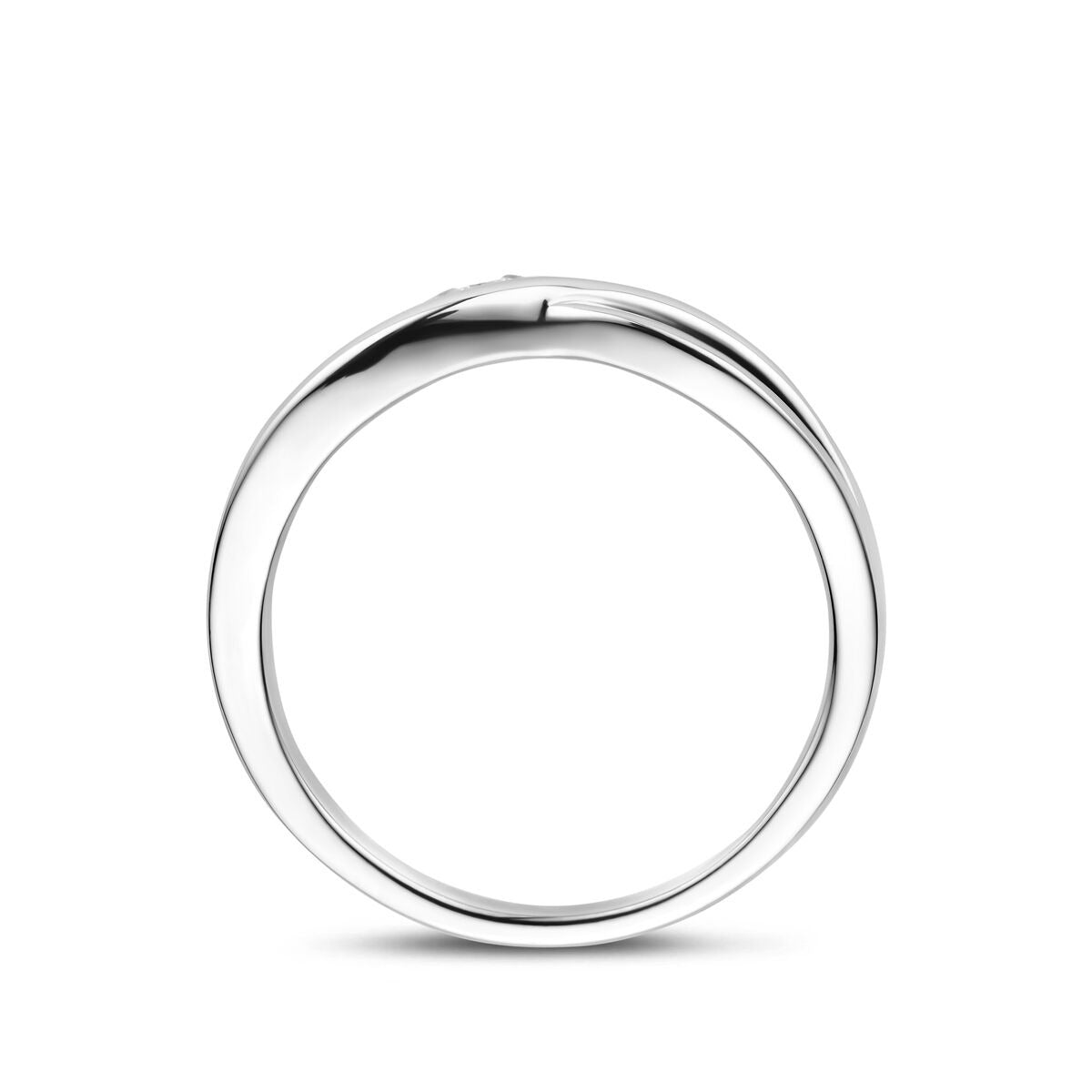 Bague en argent pour femme avec zircone en sertissage pavé - 7 mm de large