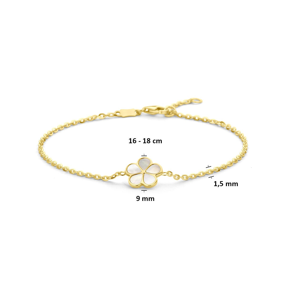 Bracelet en or pour femme 14k avec fleur en nacre