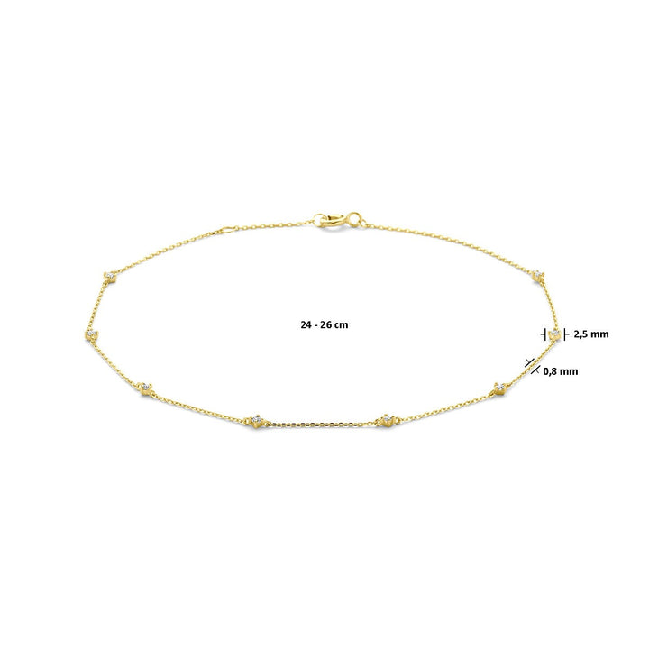 14k Geelgouden Enkelbandje met Zirkonia