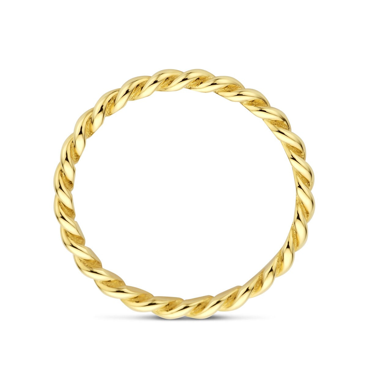 Bague ajustable en or jaune torsadée 2 mm