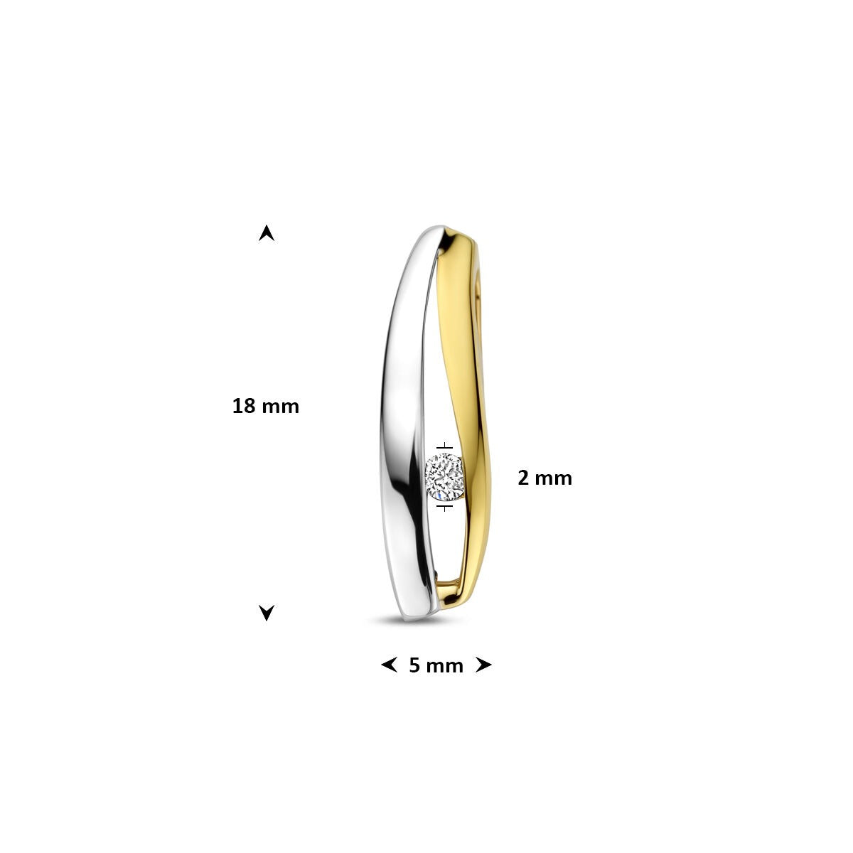 pendentif diamant lab grown 0.04ct f vs 18 mm or bicolore jaune/blanc 14K