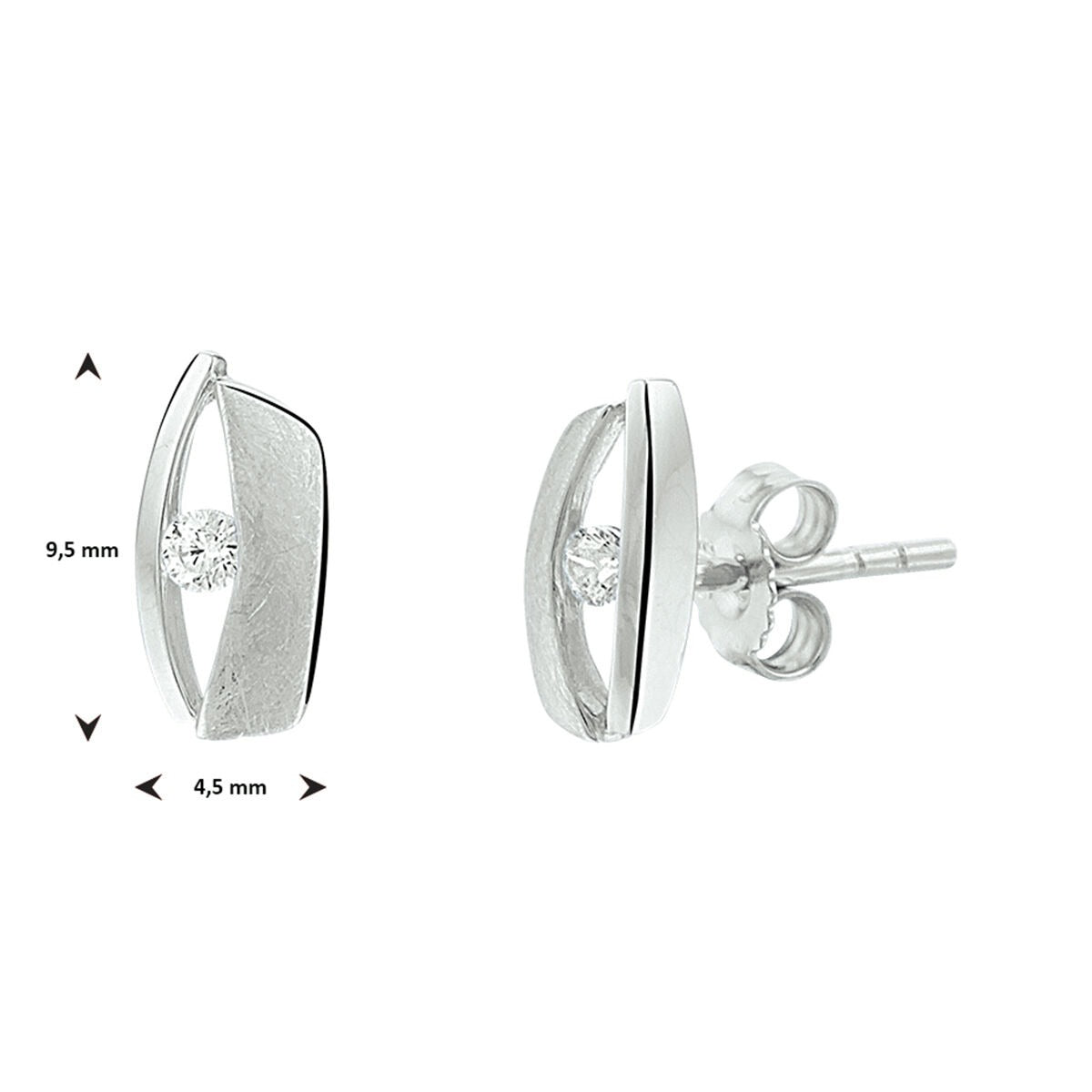 Puces d'oreilles en argent rhodié avec zircone 925
