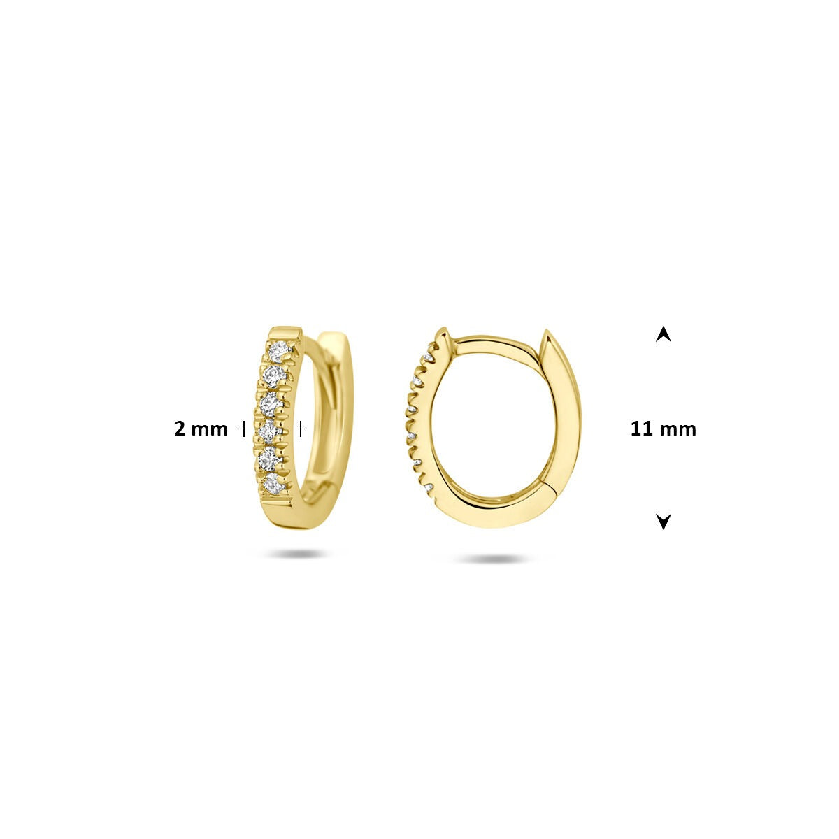 Créoles en or jaune 14k avec diamant cultivé en laboratoire