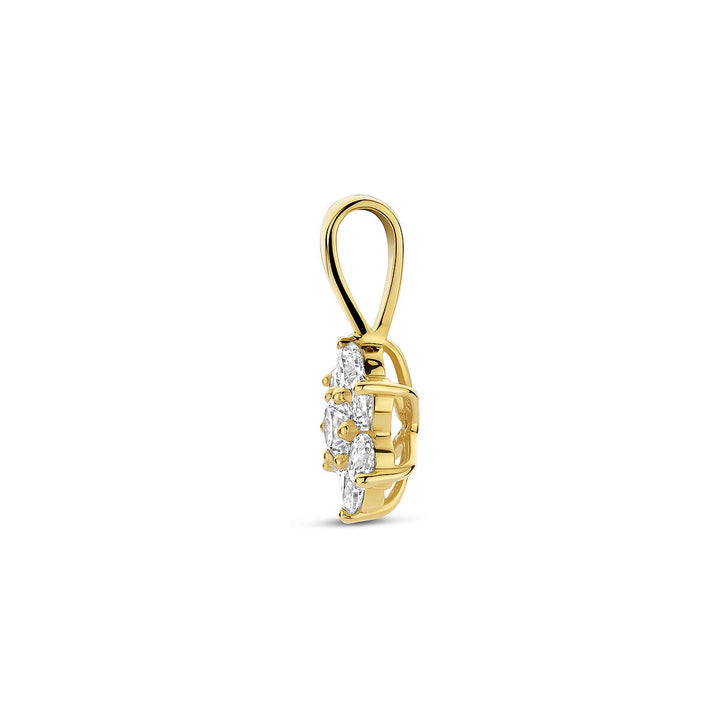 9k Geelkleurige hanger met zirkonia 14 x 7 mm