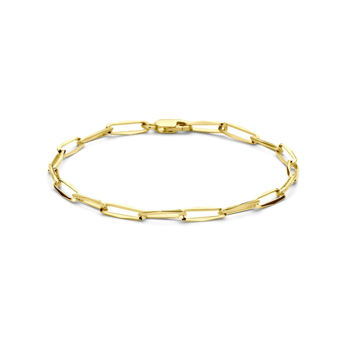 Bracelet en or jaune 14 carats avec maillons fermés, design délicat et élégant.