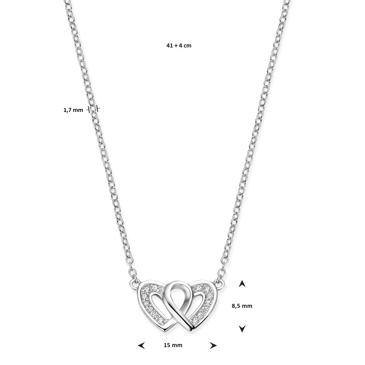 Collier en argent avec cœur et zircone – rhodié argent 925