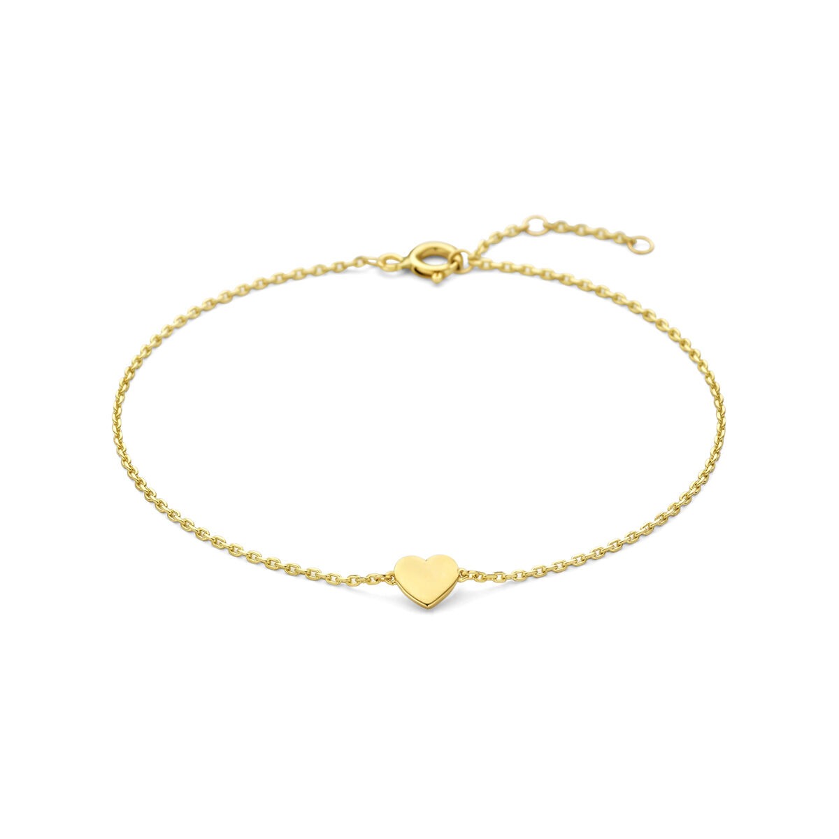Bracelet en or jaune 14 carats avec un petit cœur.