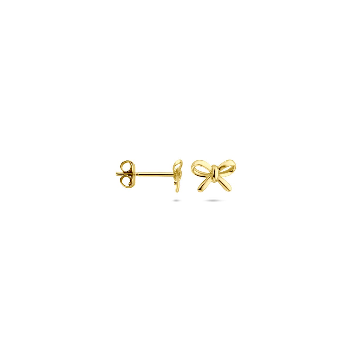 puces d'oreilles en or jaune 14k en forme de nœud