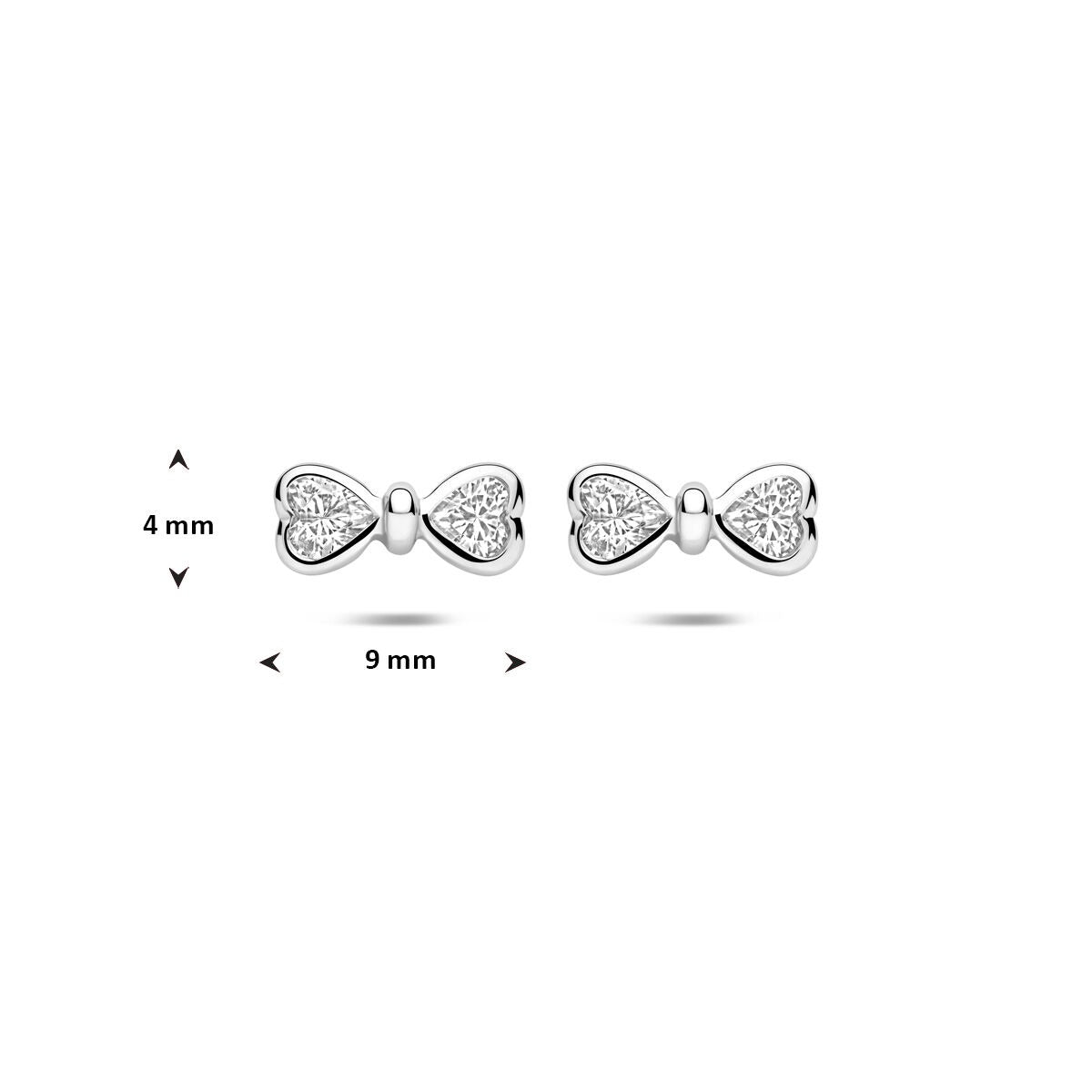 Puces d'oreilles en argent avec zircone - forme nœud 4 mm