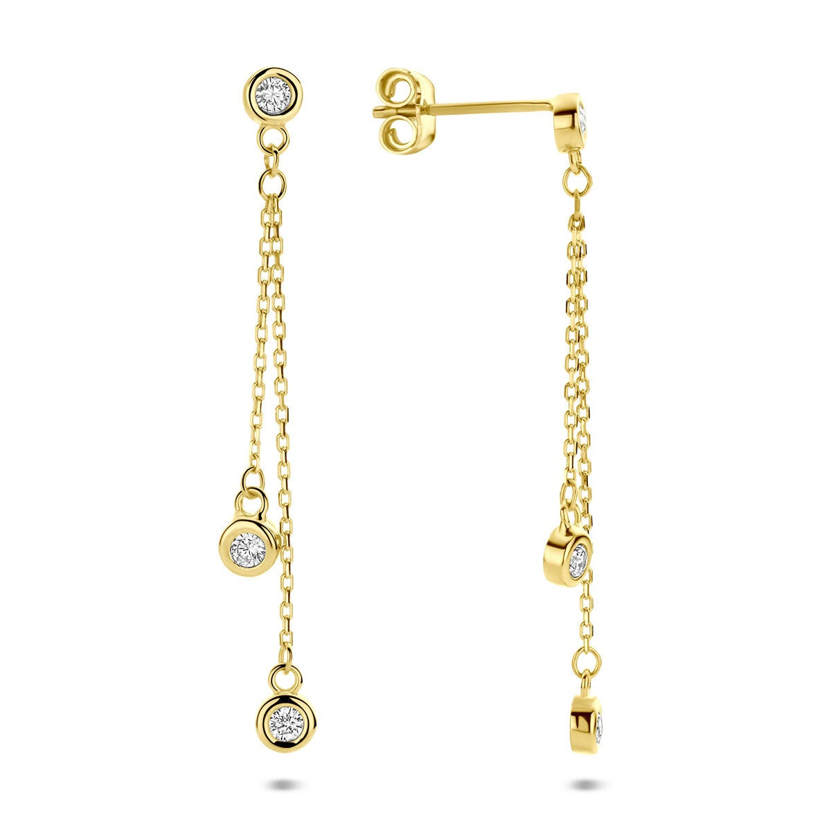 boucles d'oreilles en or jaune 14k avec zircone