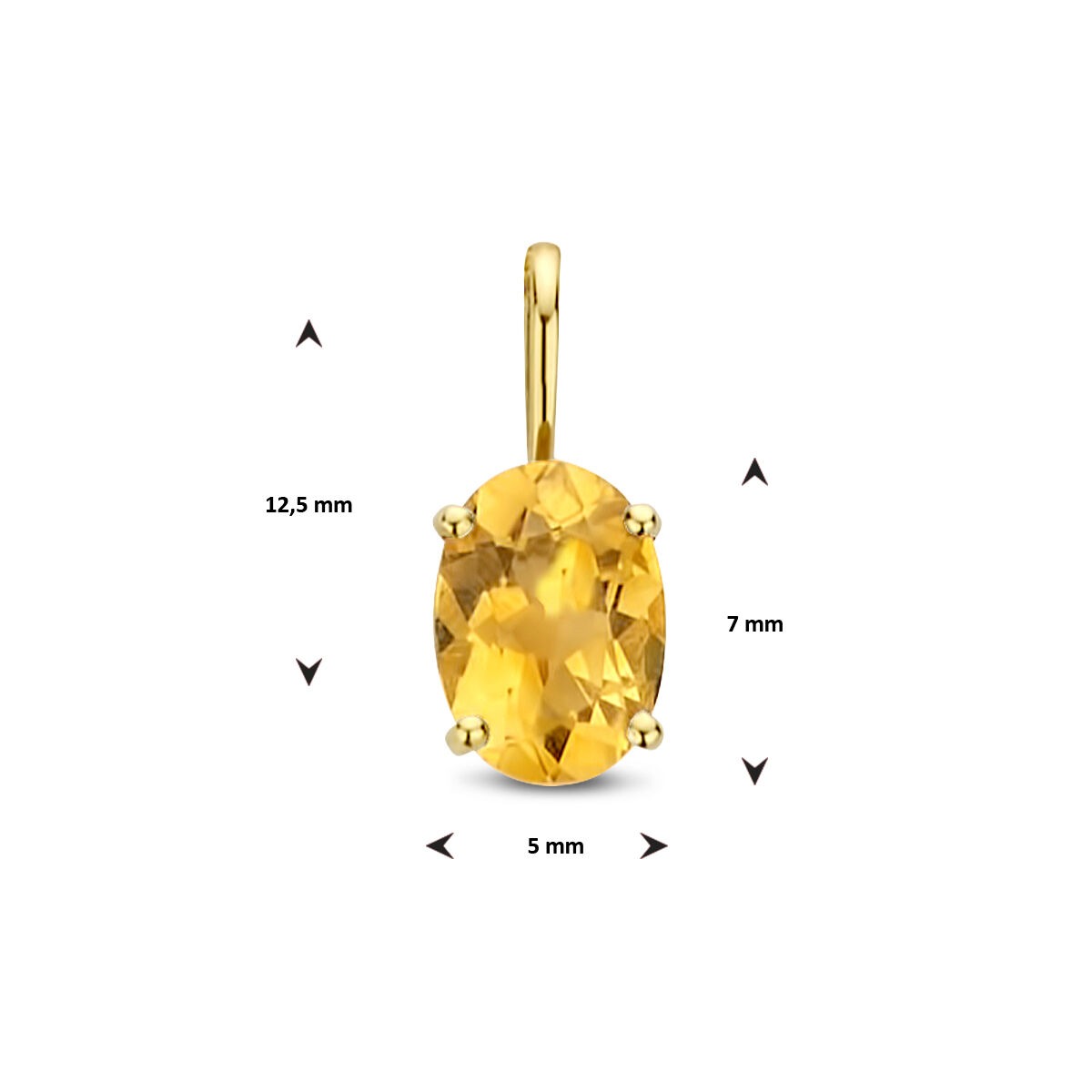 pendentif en or jaune 14k avec citrine ovale – bijou de naissance