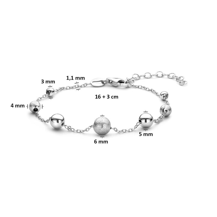 Gerhodineerde 925 zilveren armband met bolletjes