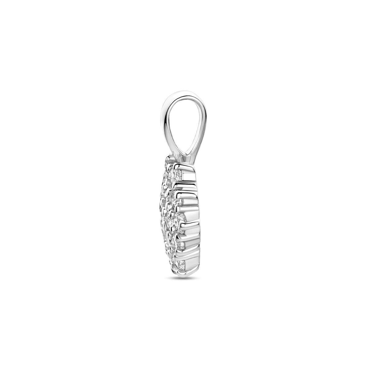 Pendentif rhodié en argent 925 avec pavé de zircone
