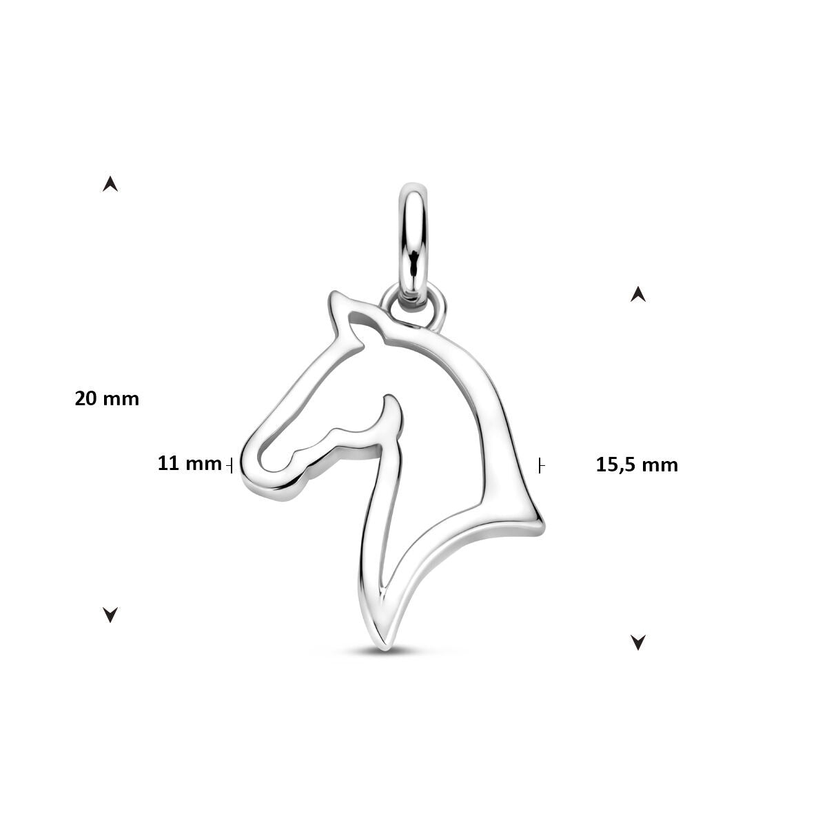 Pendentif cheval – rhodié argent 925 20 mm