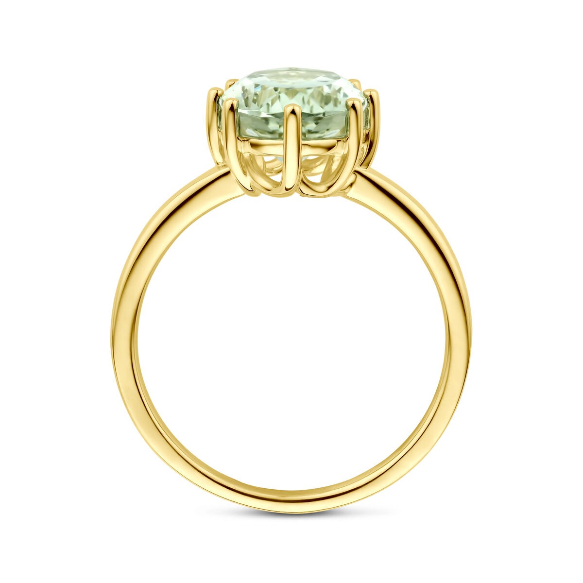bague en or jaune 14k avec améthyste verte