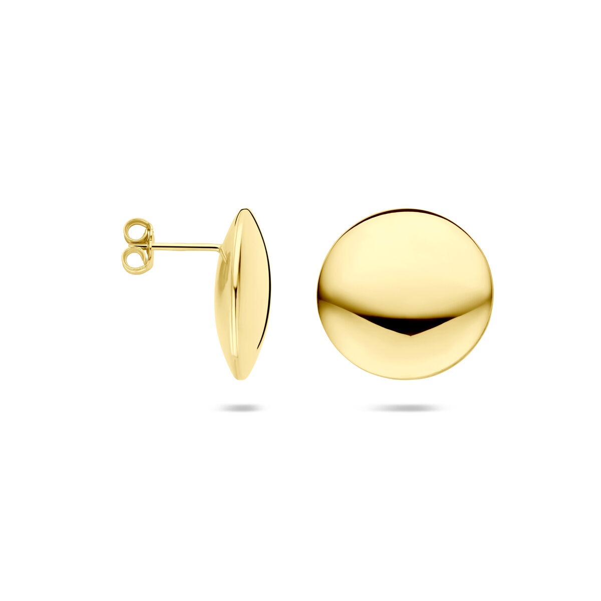 Puces d'oreilles en argent plaqué or rondes 20 mm
