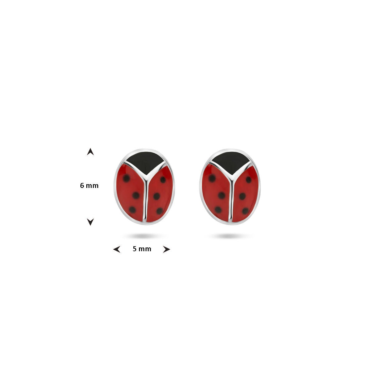 Boucles d'oreilles pour enfant argent coccinelle – rhodié avec émail