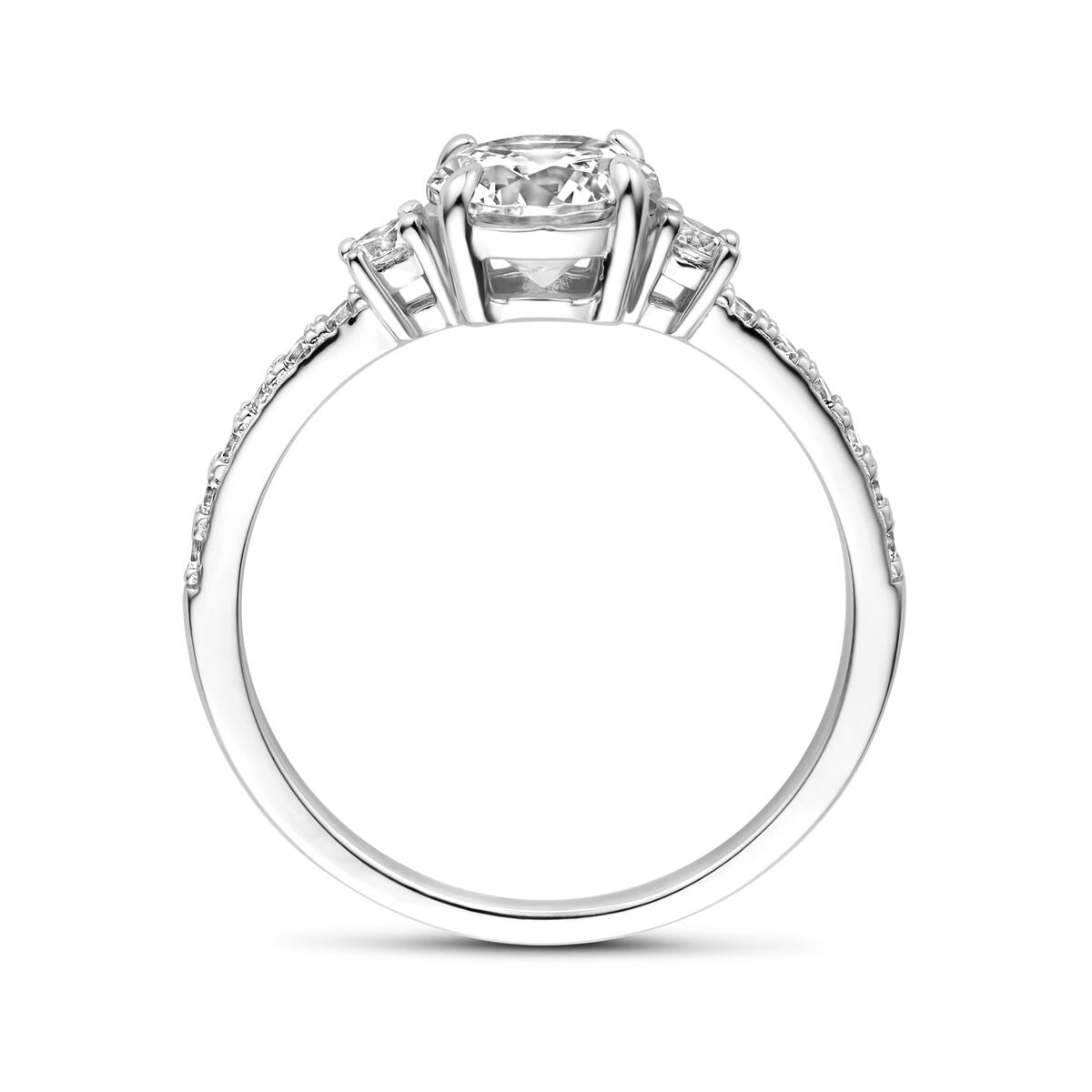 Bague pour femme en argent avec zircone taillée en brillant – argent rhodié, 6,5 mm de large