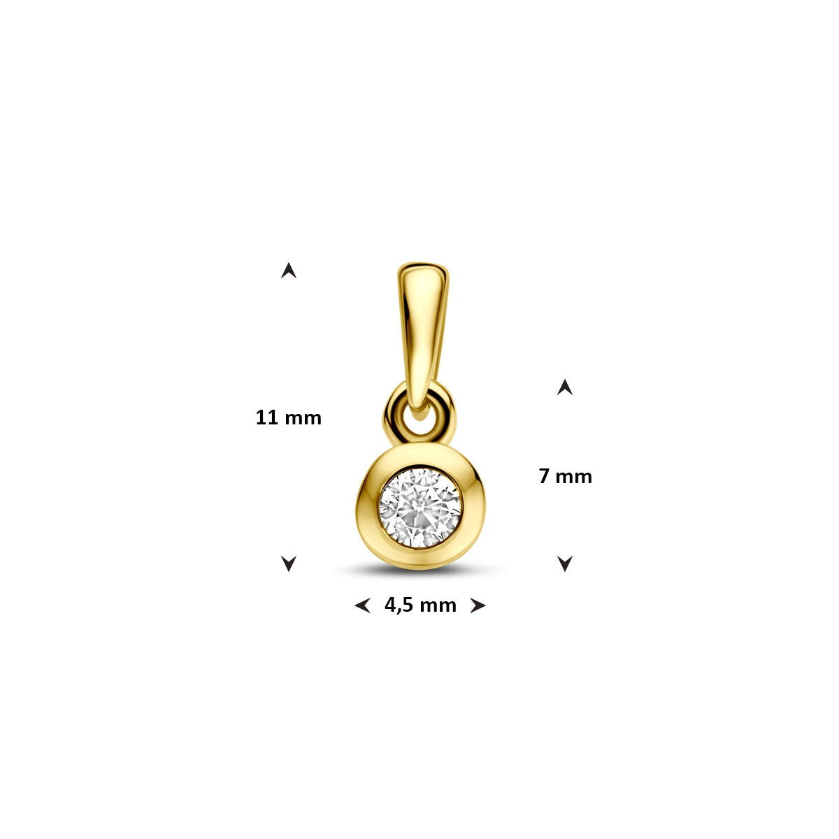 Pendentif en or avec zircone 14k – solitaire brillant 11 mm