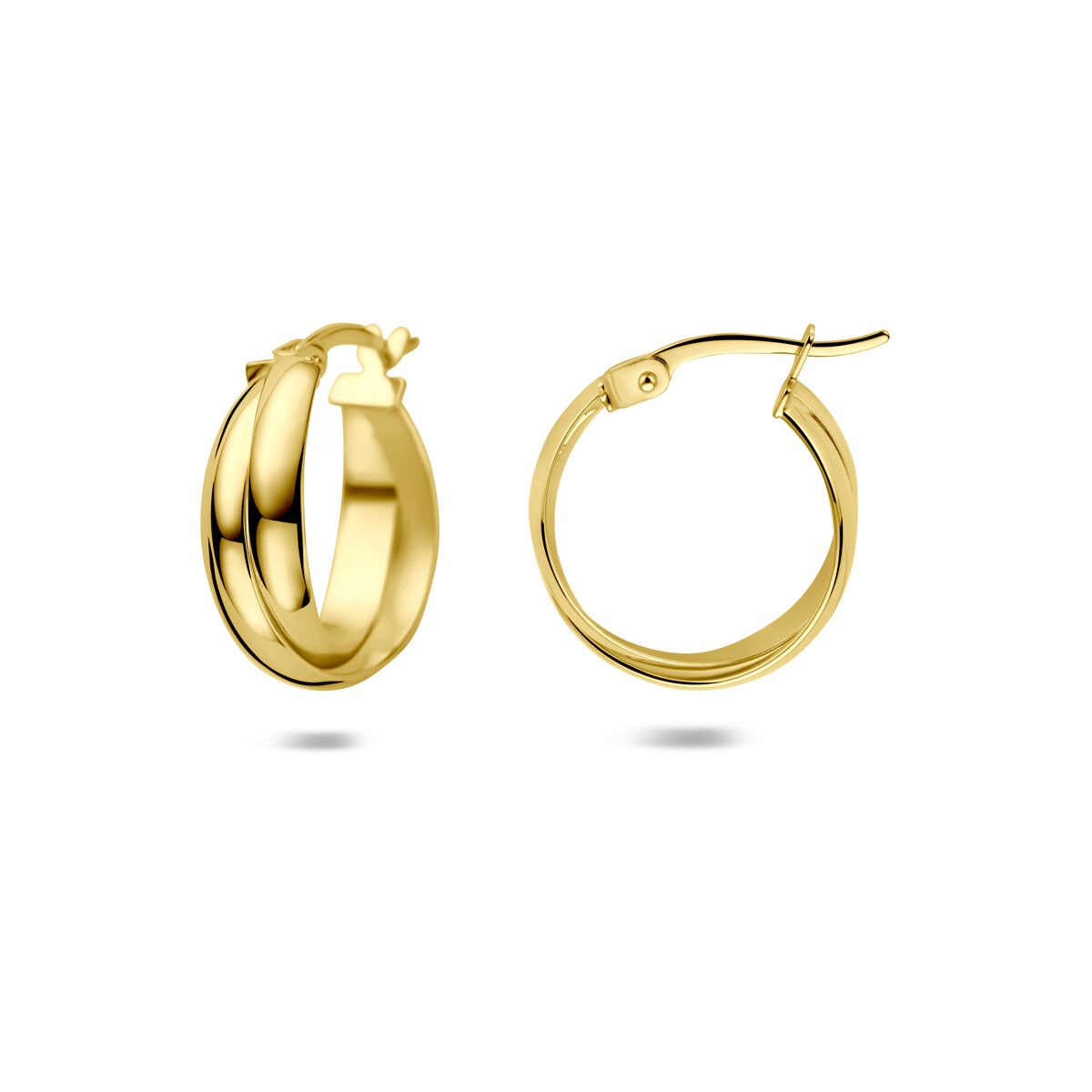 créoles en or jaune 14k avec fermoir à charnière 16,5 mm
