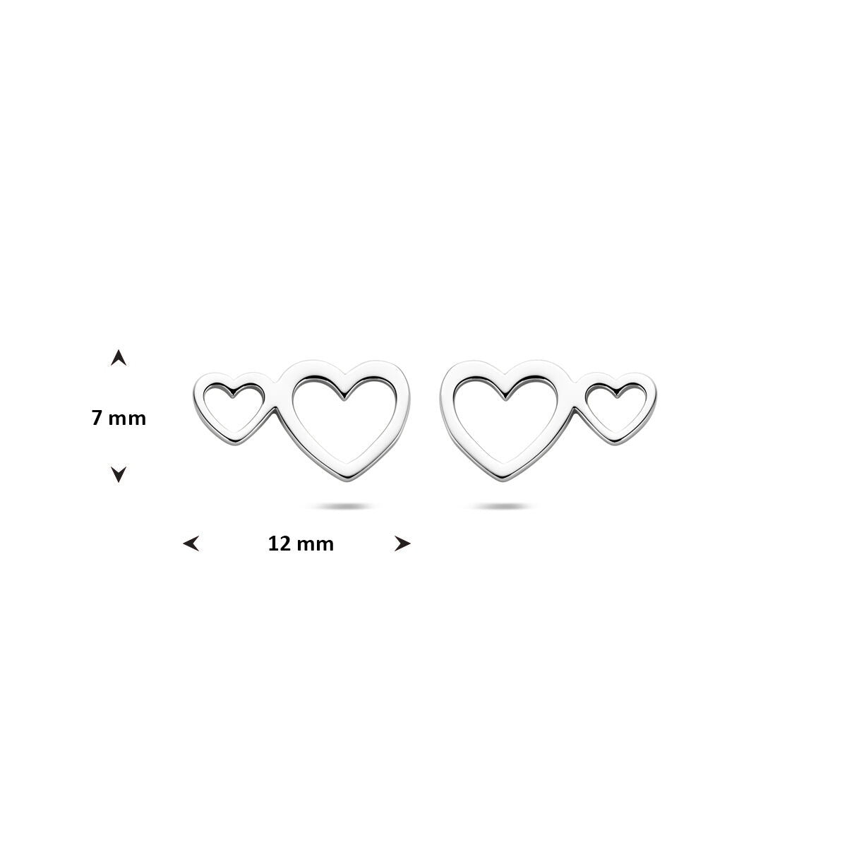 Puces d'oreilles en argent avec cœurs – rhodié argent 925