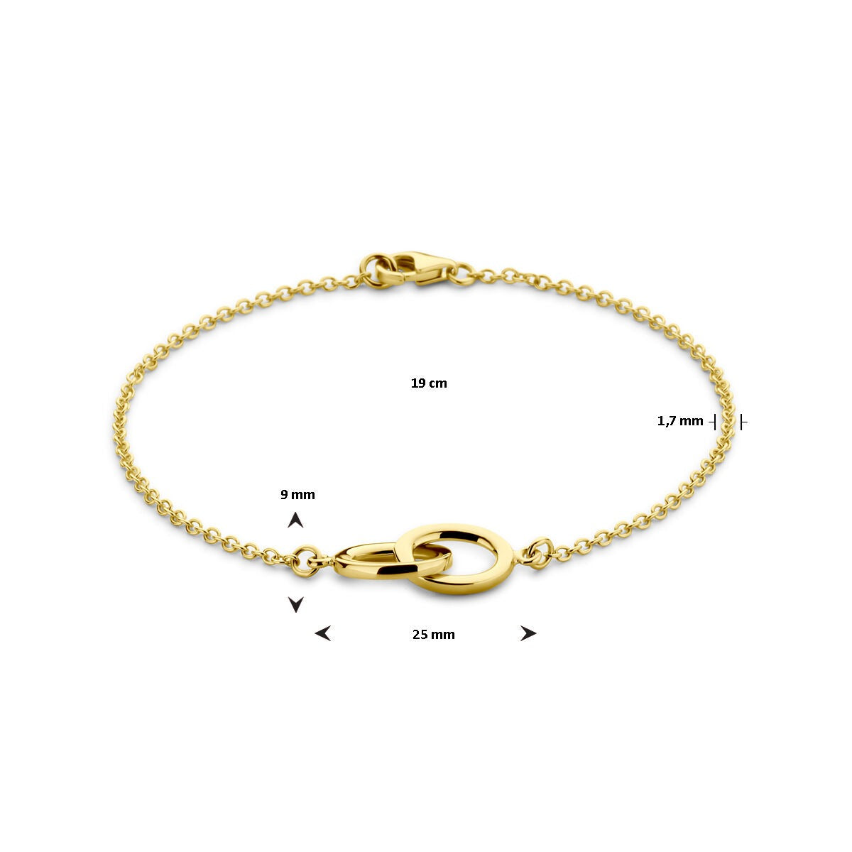 bracelet pour femme en or jaune 14k avec mailles ovales