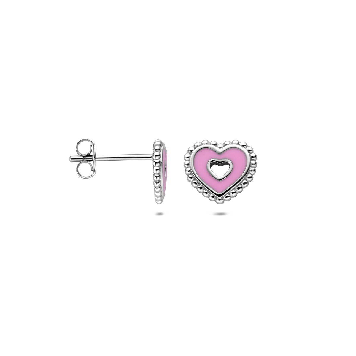 Puces d'oreilles en argent en forme de cœur – rhodié bijou pour enfant 8,5 mm