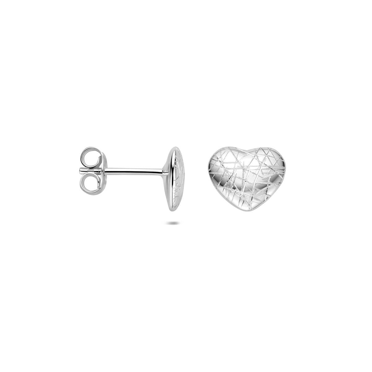 Puces d'oreilles en argent 925 rhodiées en forme de cœur